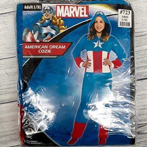 MARVEL Women's American Dream Cozie Costume Fleece Jumpsuit Captain America L/XL
